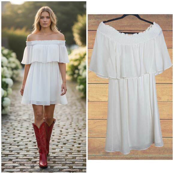 Wrangler Other - NEW Wrangler off shoulder white dress size medium